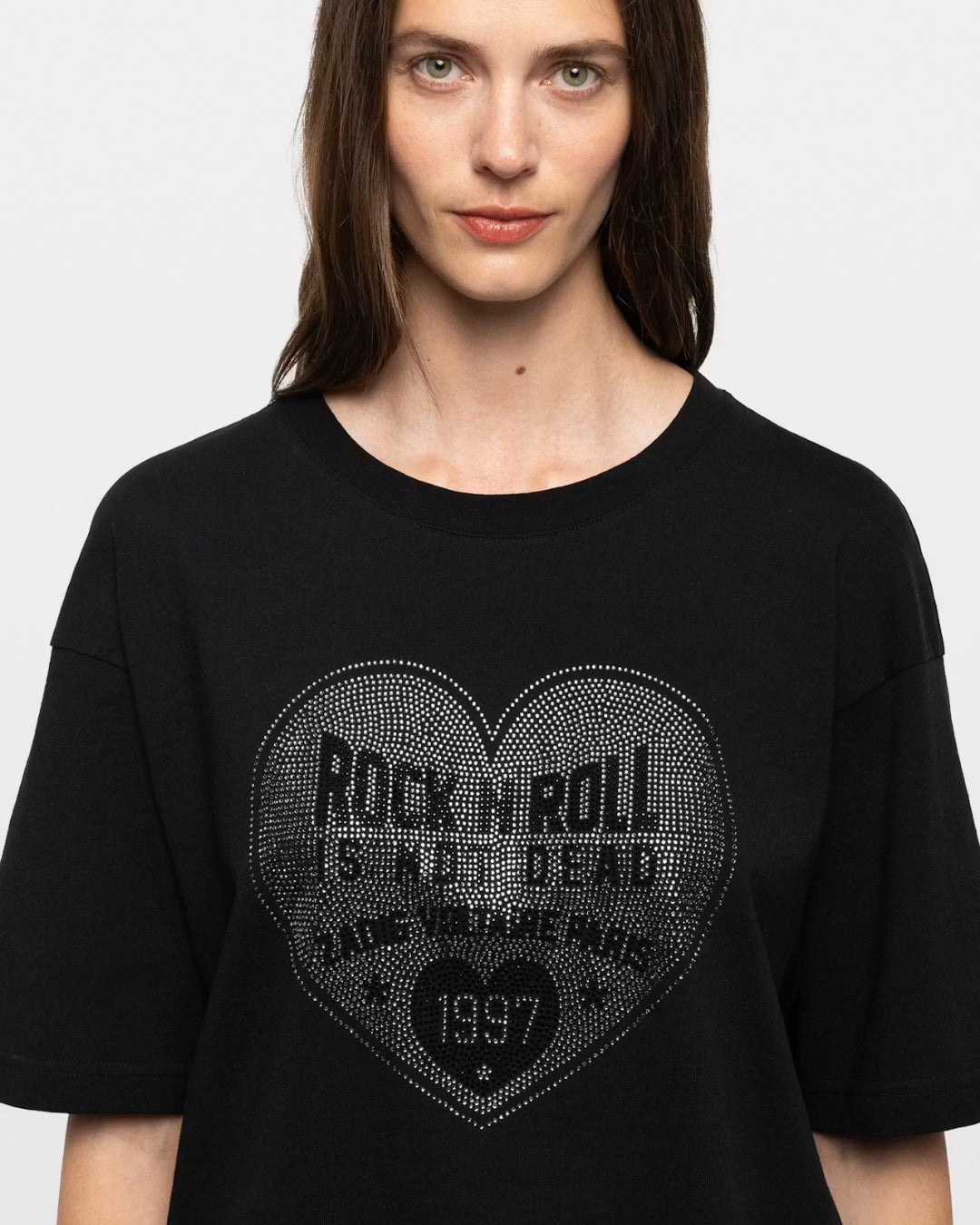 Camiseta Zadig & Voltaire Taida BC Heart RNR Strass JWTS02922 011 ZADIG & VOLTAIRE