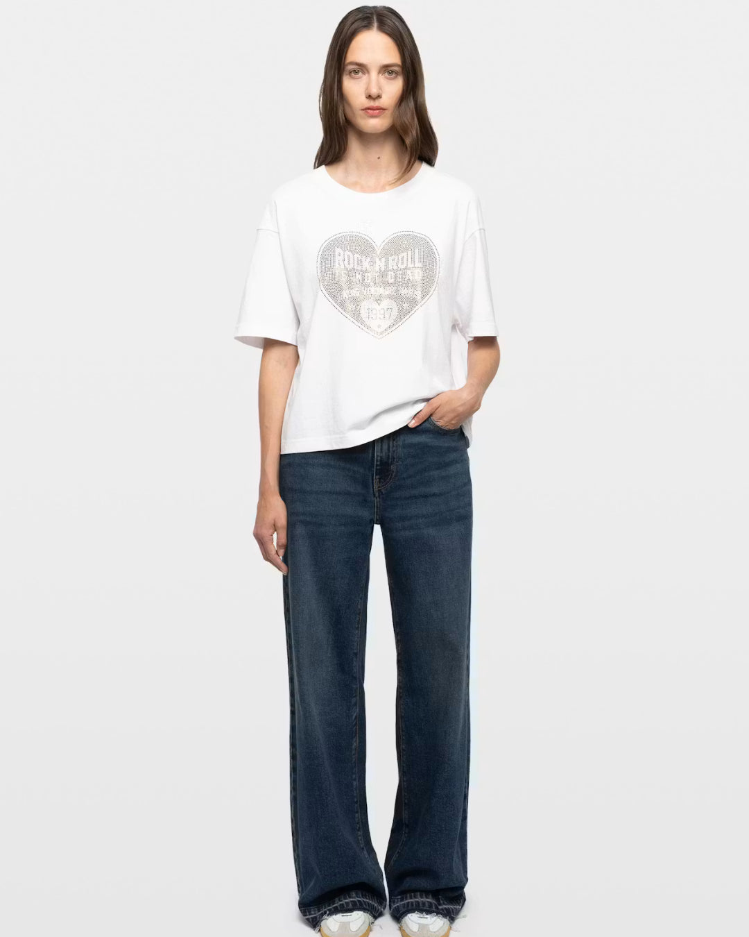 Camiseta Zadig & Voltaire Taida BC Heart RNR Strass JWTS02922 107 ZADIG & VOLTAIRE