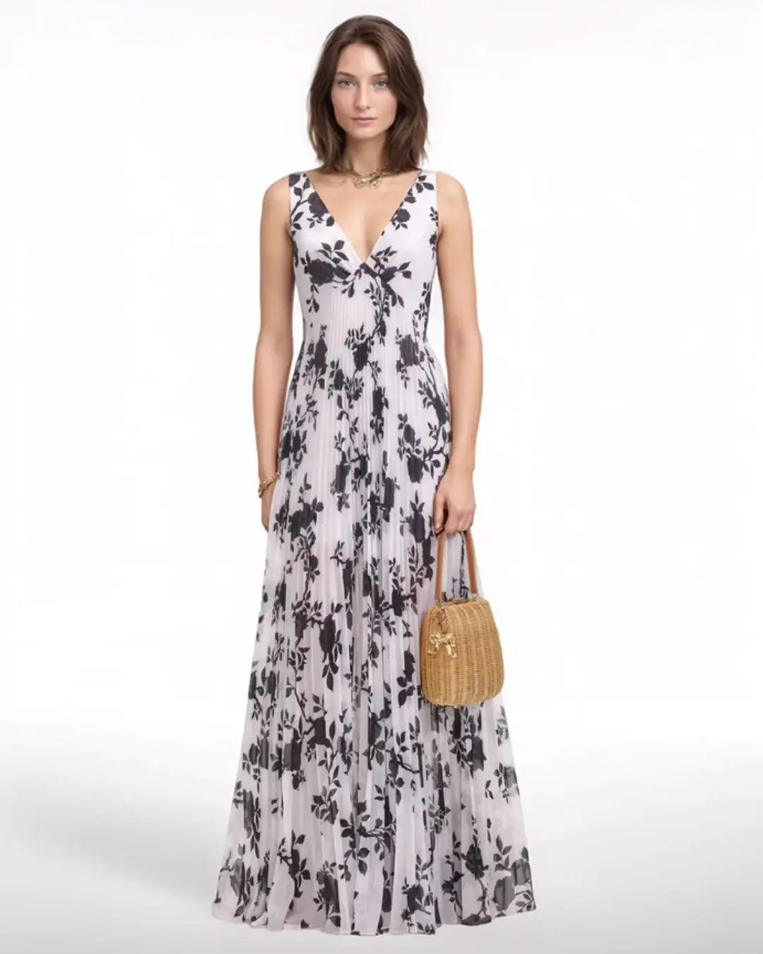 Vestido Self-Portrait<BR/> SS25143X BLACK AND WHITE SELF-PORTRAIT