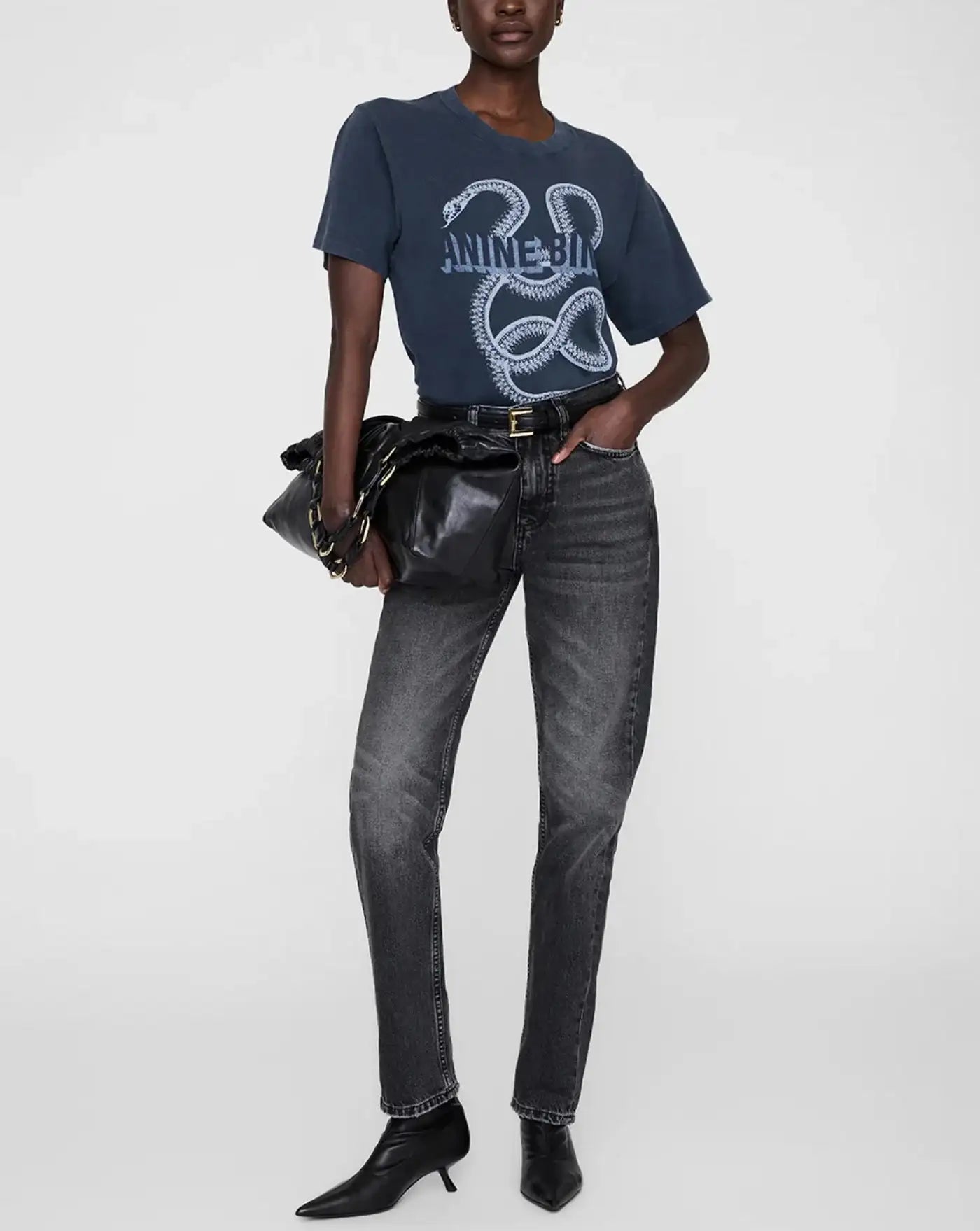 Camiseta Anine Bing Lili Tee Snake A0811885WBL1 ANINE BING