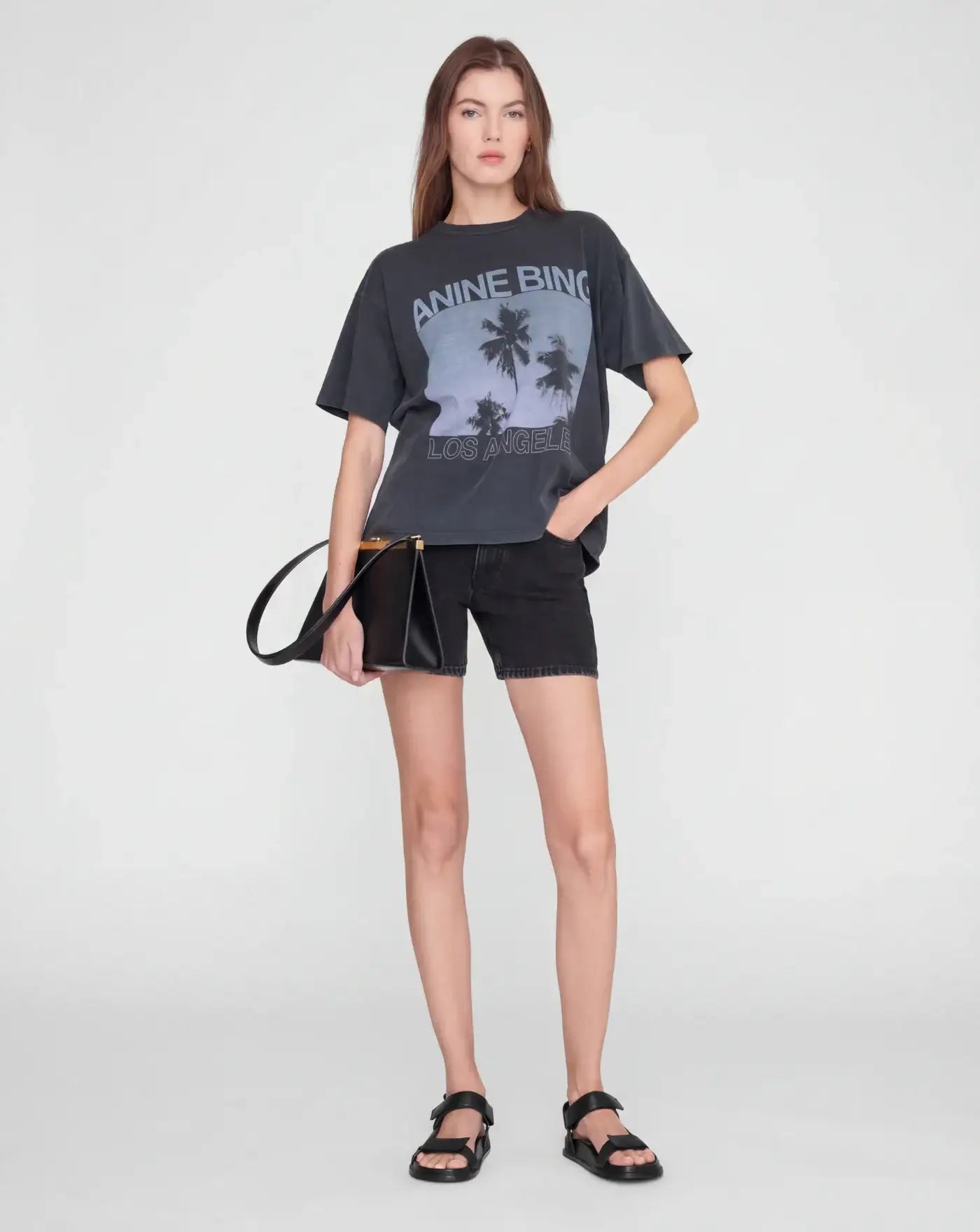 Camiseta Anine Bing Cade Tee Palms A0812162 WBL1WASHED GREY ANINE BING