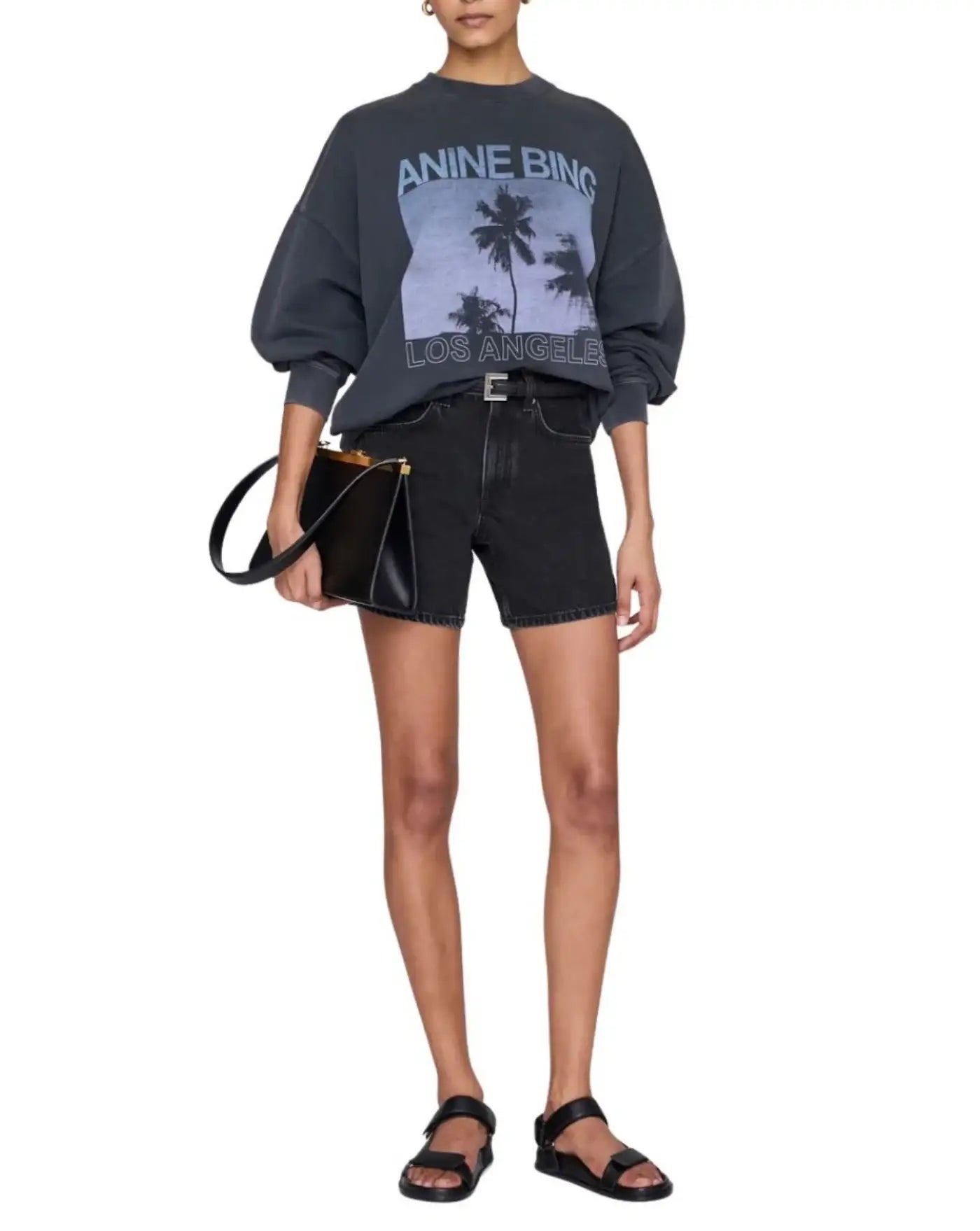 Sudadera Anine Bing Miles Sweatshirt Palms A0812381WHG1 WASHED GREY ANINE BING