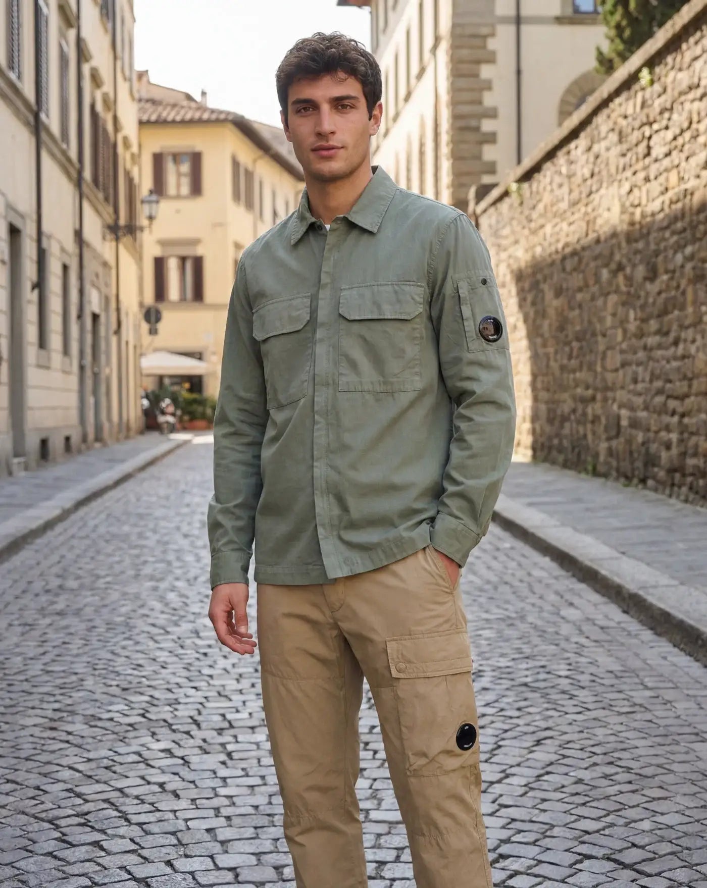 Chaqueta C.P. Company Overshirt Beige 20CMOS156A110143G 668 LAUREL WREATH C.P. COMPANY