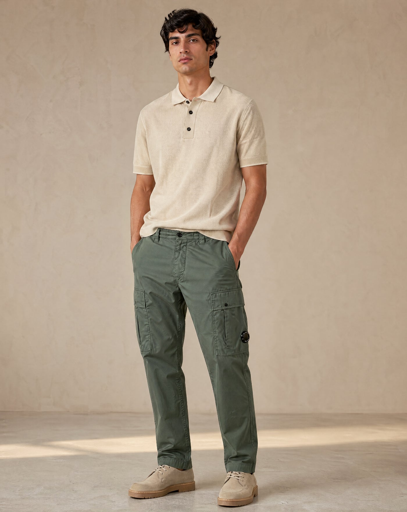 Pantalon C.P. Company 50 Fili Stretch Elasticated Lens Cargo Pants 20CMPA255A006439G 668 LAUREL WREAT C.P. COMPANY