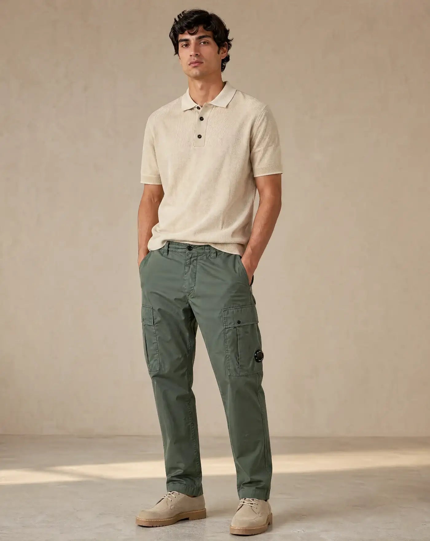 Pantalon C.P. Company 50 Fili Stretch Elasticated Lens Cargo Pants 20CMPA255A006439G 668 LAUREL WREAT C.P. COMPANY