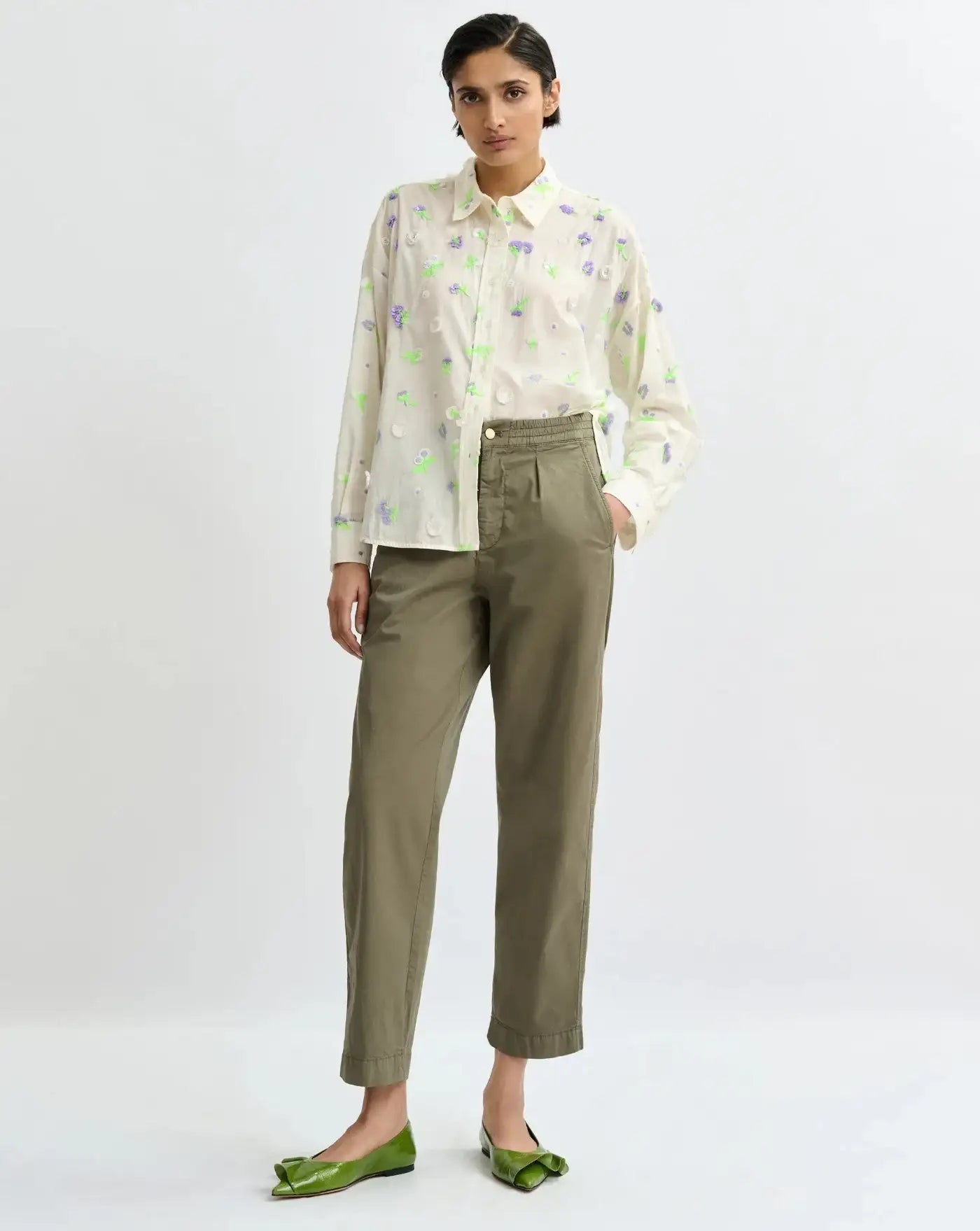 Camisa Essentiel Antwerp Jimena Embroidered Boxy Shirt JIMENA J1OWOFF WHITE ESSENTIEL ANTWERP