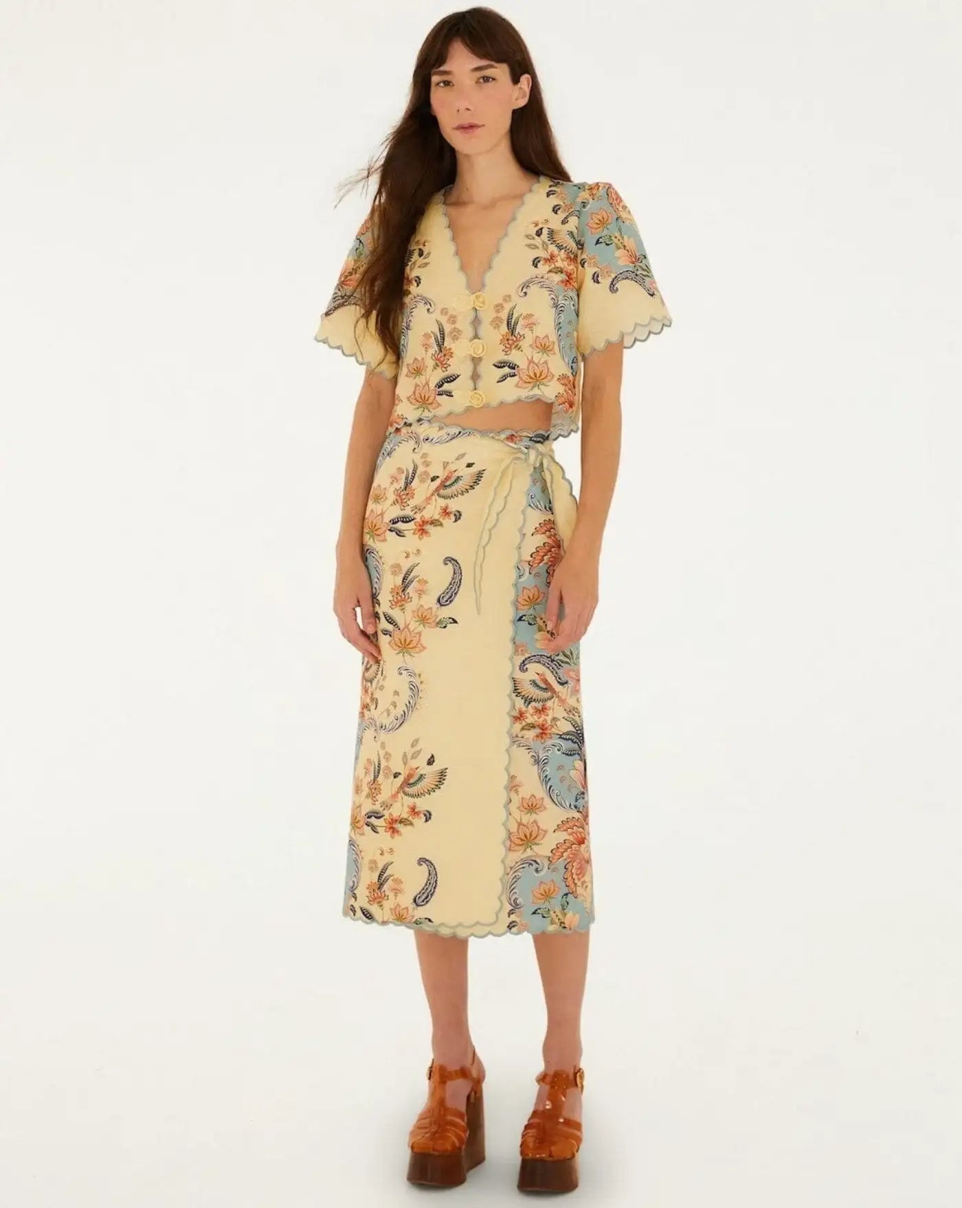 Top Farm Rio Boho Beauty Butter Short Sleeve Top 348846 26016 FARM RIO