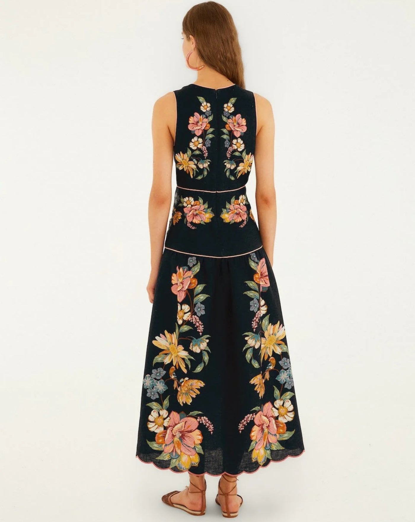 Vestido Farm Rio Maira Floral Dark Blue Midi Dress 353550 26059 MAIRA FLORAL FARM RIO