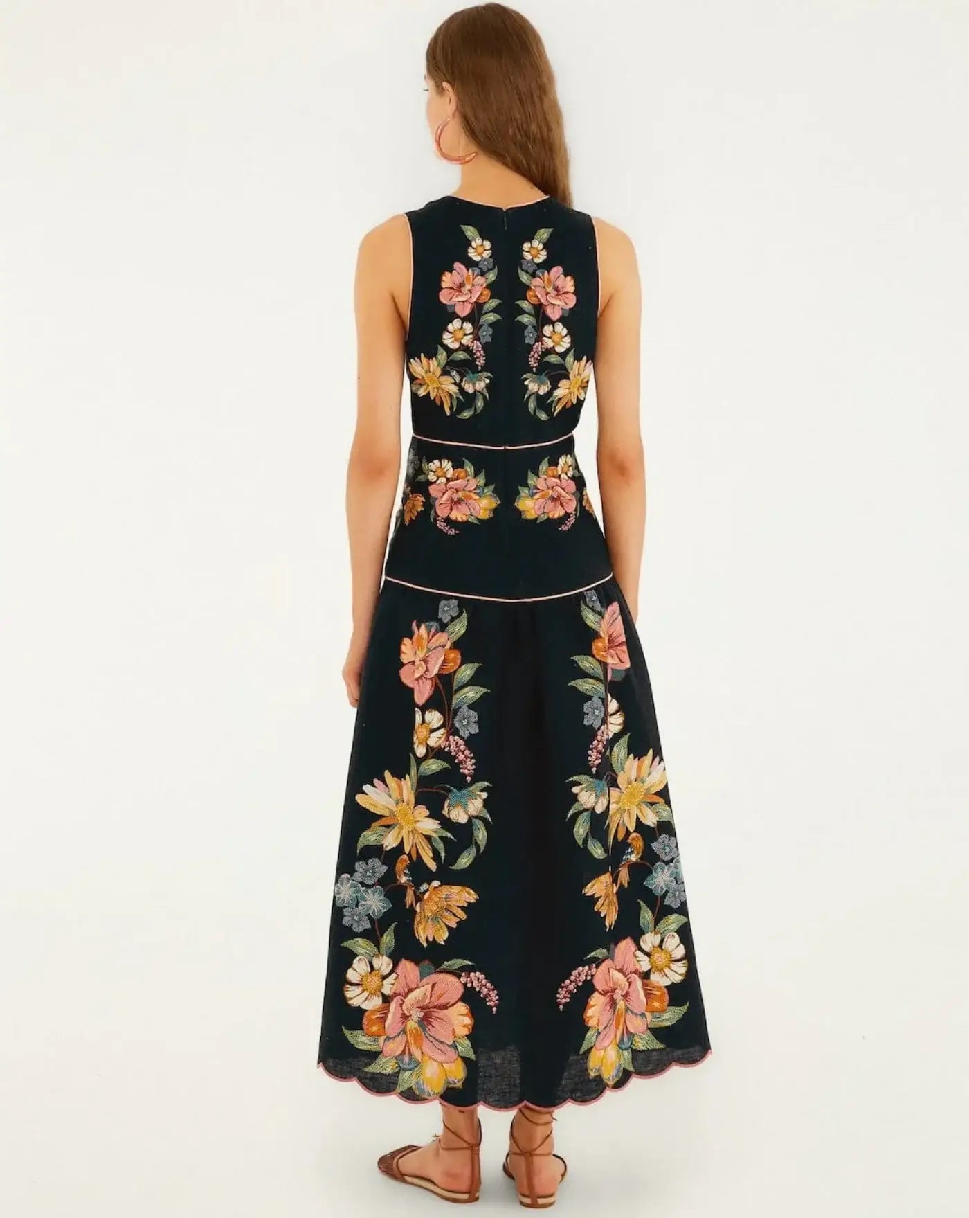 Vestido Farm Rio Maira Floral Dark Blue Midi Dress 353550 26059 MAIRA FLORAL FARM RIO