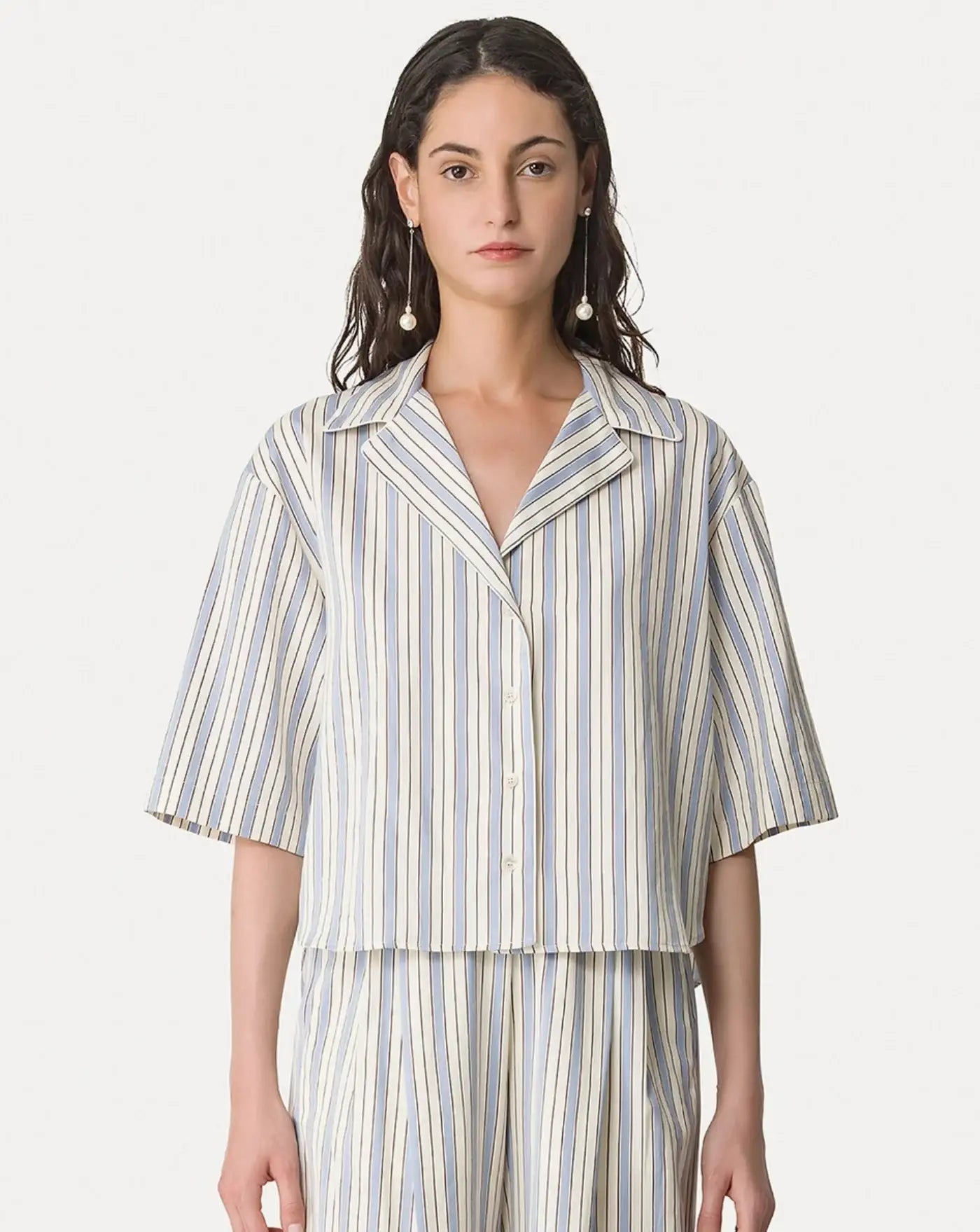 Camisa Forte Forte Sleeved Pinstripe Shirt 14821 5047 FORTE FORTE