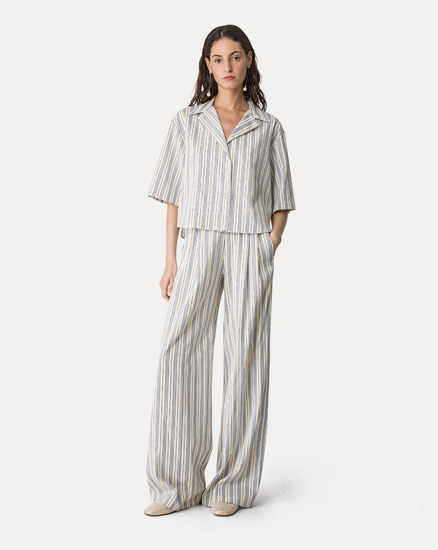 Camisa Forte Forte Sleeved Pinstripe Shirt 14821 5047 FORTE FORTE