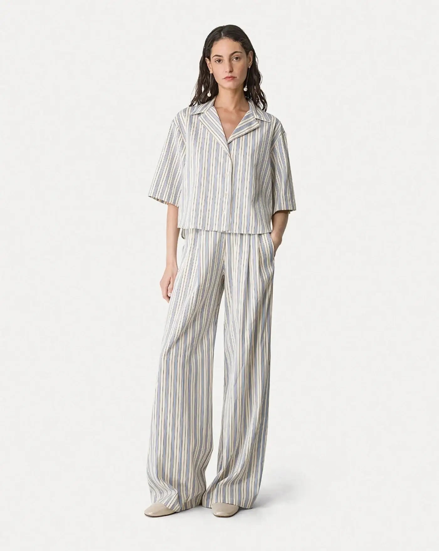 Camisa Forte Forte Sleeved Pinstripe Shirt 14821 5047 FORTE FORTE