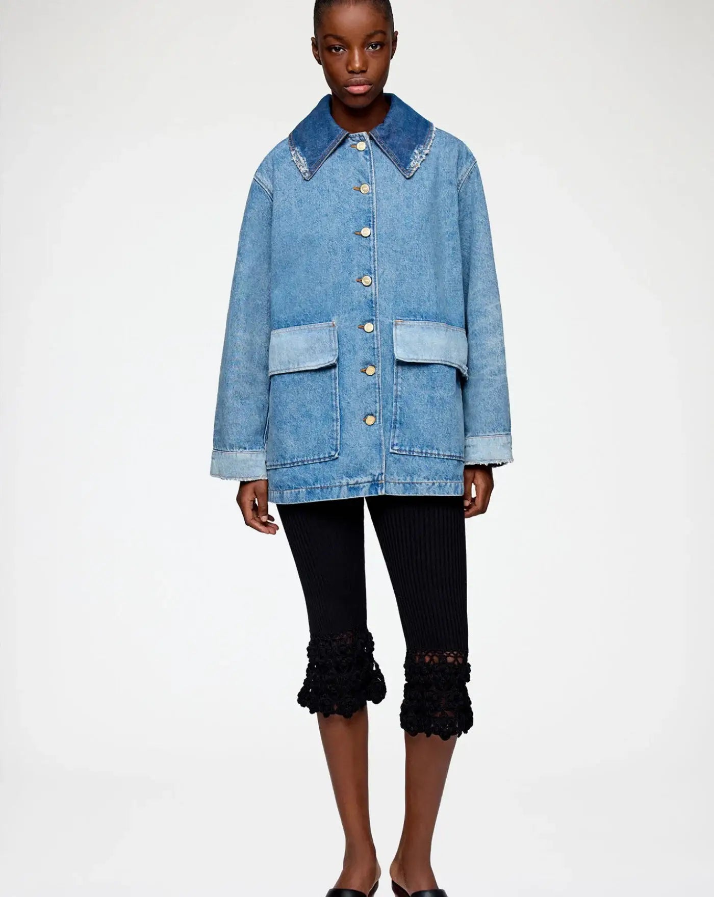 Chaqueta Denim Ganni "patchwork" A1010179 567 MID BLUE VINTAGE GANNI
