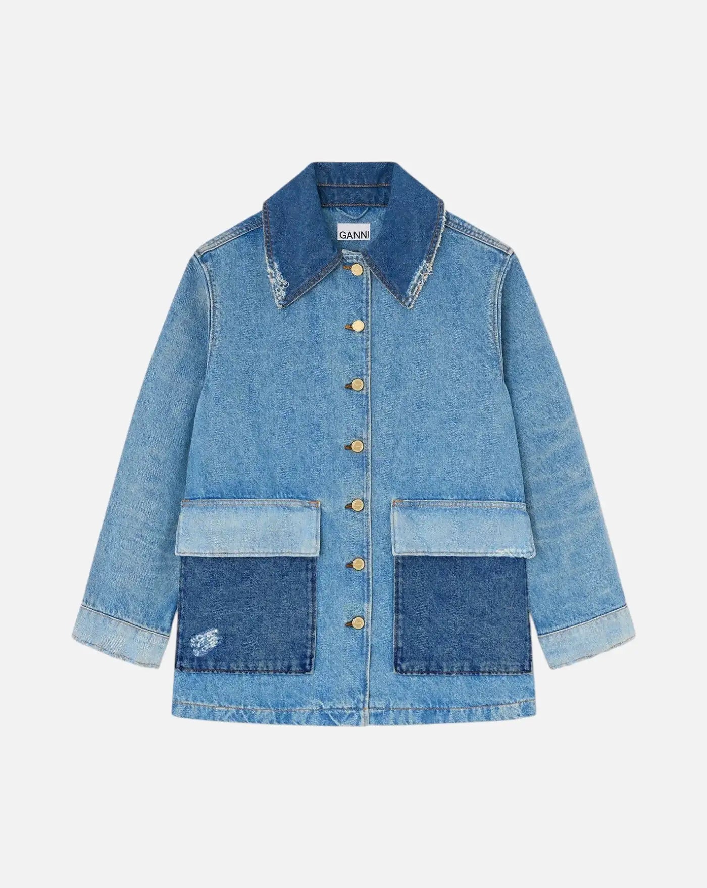 Chaqueta Denim Ganni "patchwork" A1010179 567 MID BLUE VINTAGE GANNI