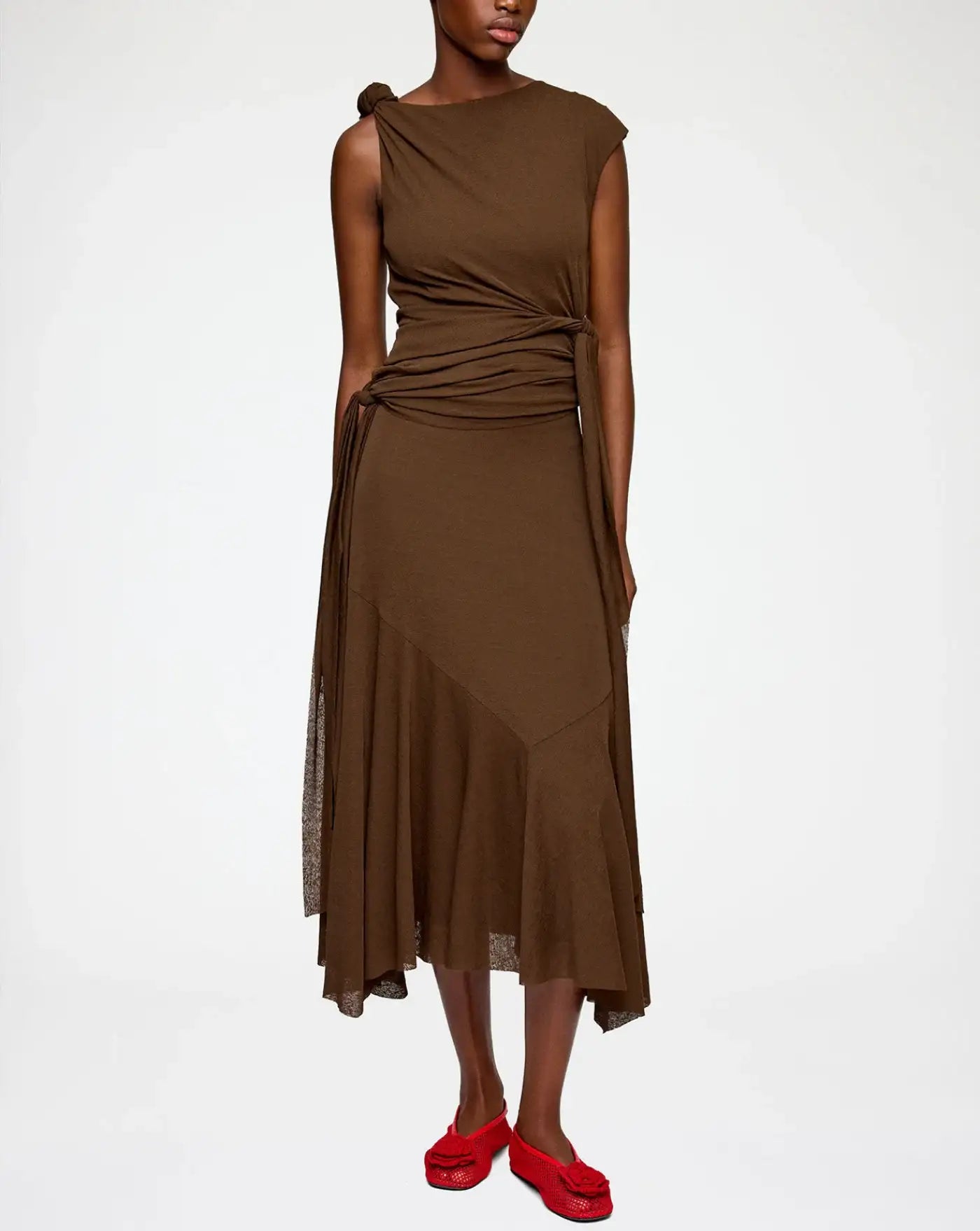 Vestido Ganni Long Dress in Marl Mesh<BR/> A1030487 ZWX DEMITASSE GANNI
