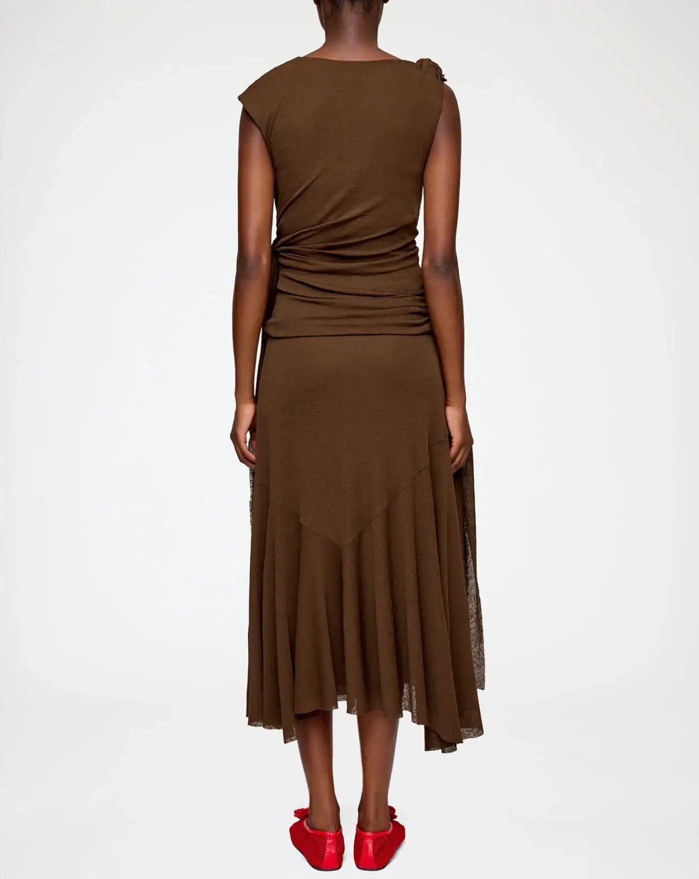 Vestido Ganni Long Dress in Marl Mesh<BR/> A1030487 ZWX DEMITASSE GANNI