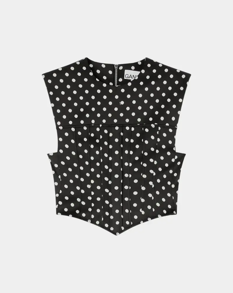 Top Ganni Lunares Satin A1040078 099 GANNI
