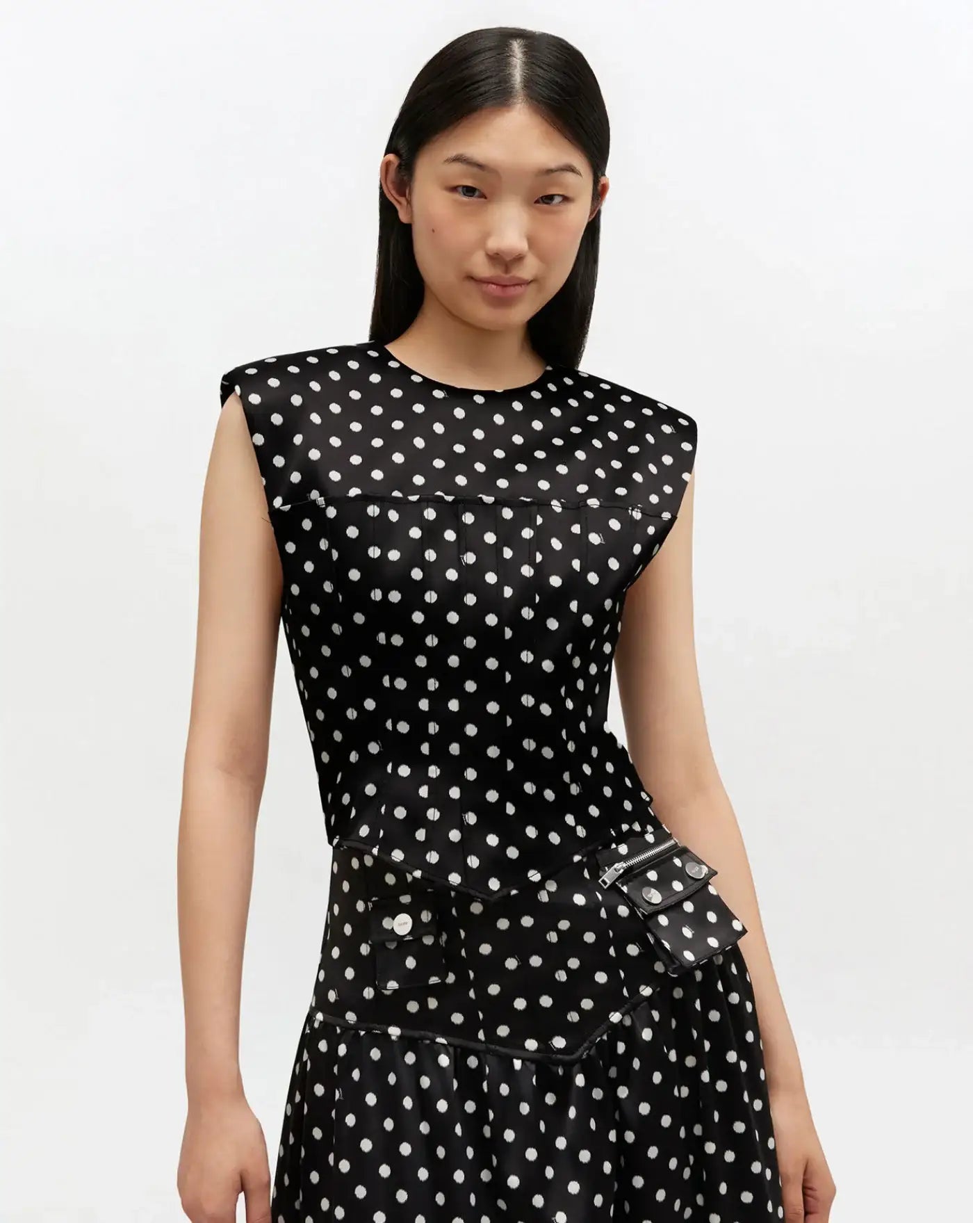 Top Ganni Lunares Satin A1040078 099 GANNI