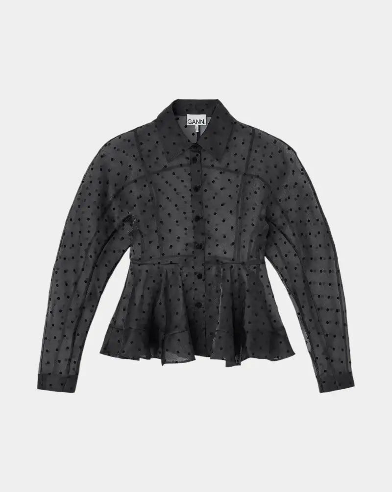 Blusa Ganni Flocked Organza A1040083 099 GANNI