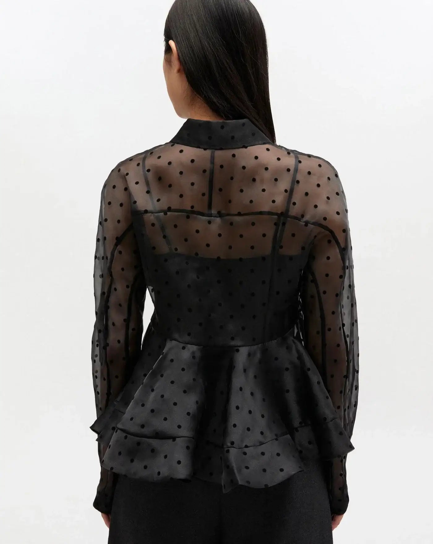 Blusa Ganni Flocked Organza A1040083 099 GANNI
