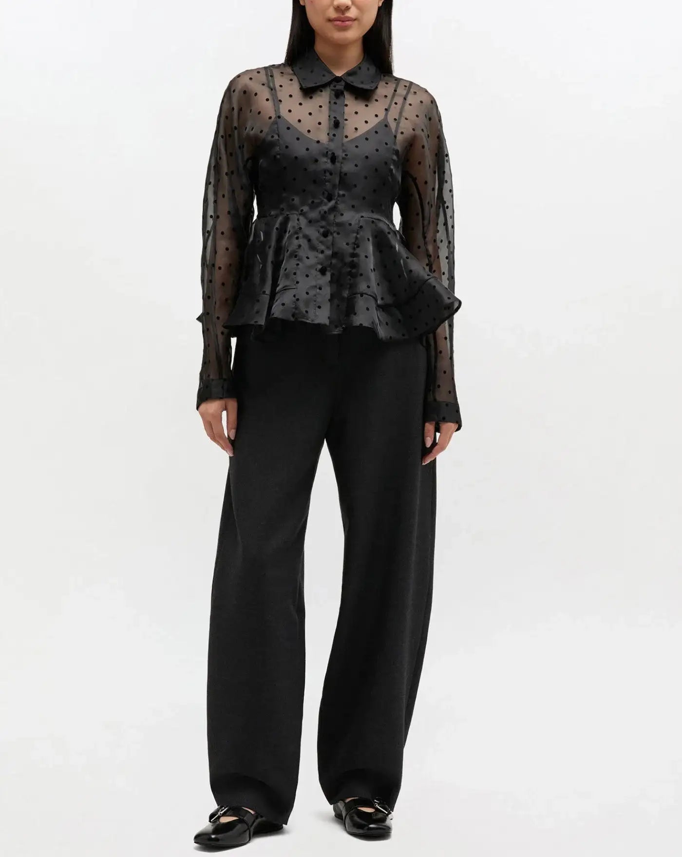 Blusa Ganni Flocked Organza A1040083 099 GANNI