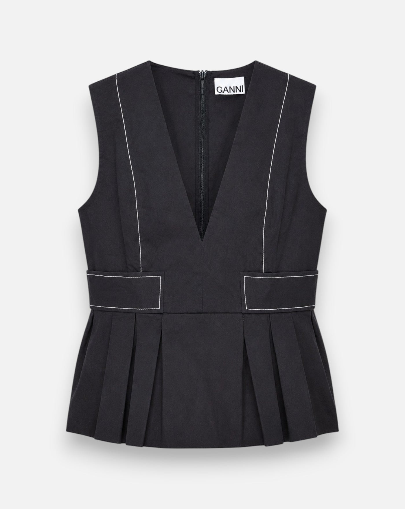 Bllusa Ganni V-Neck A1040124 099 BLACK GANNI