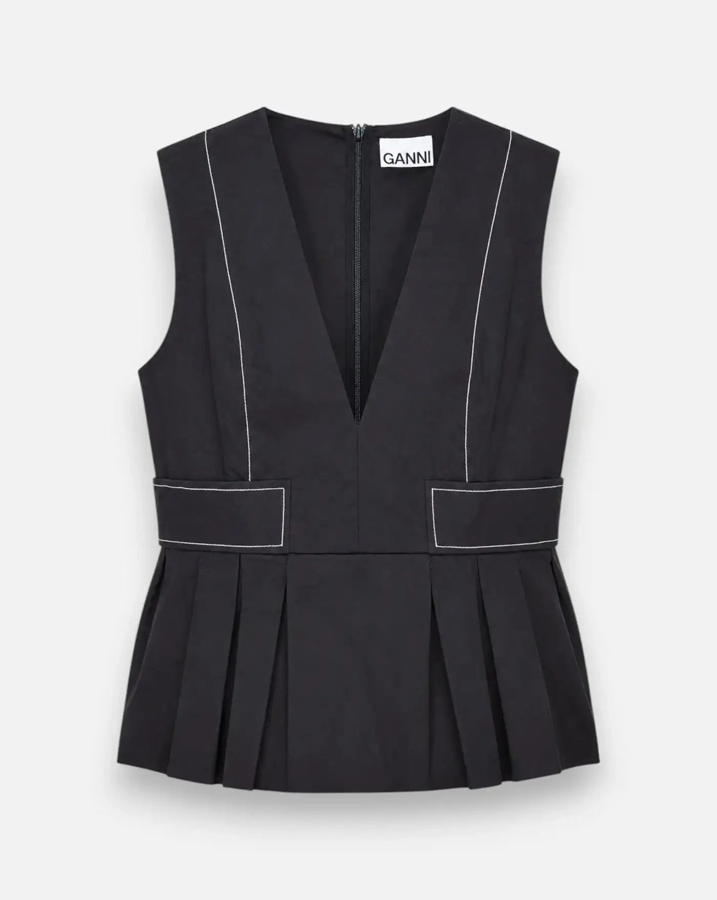 Bllusa Ganni V-Neck A1040124 099 BLACK GANNI