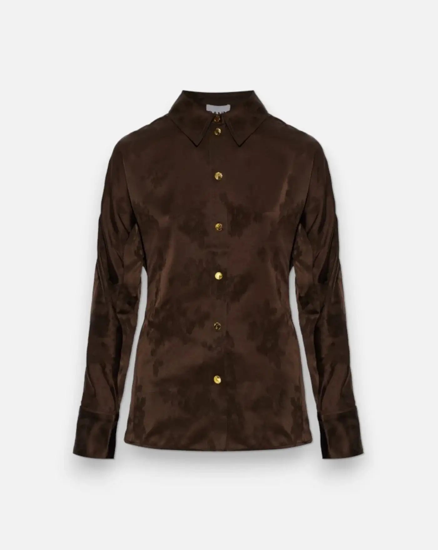 Camisa Ganni Fluid Satin Jacquard A1040264 ZWX DEMITASSE GANNI
