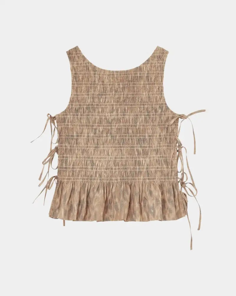 Blusa Ganni Smock Top in Printed Stretch A1040271 ZZZ BURRO GANNI