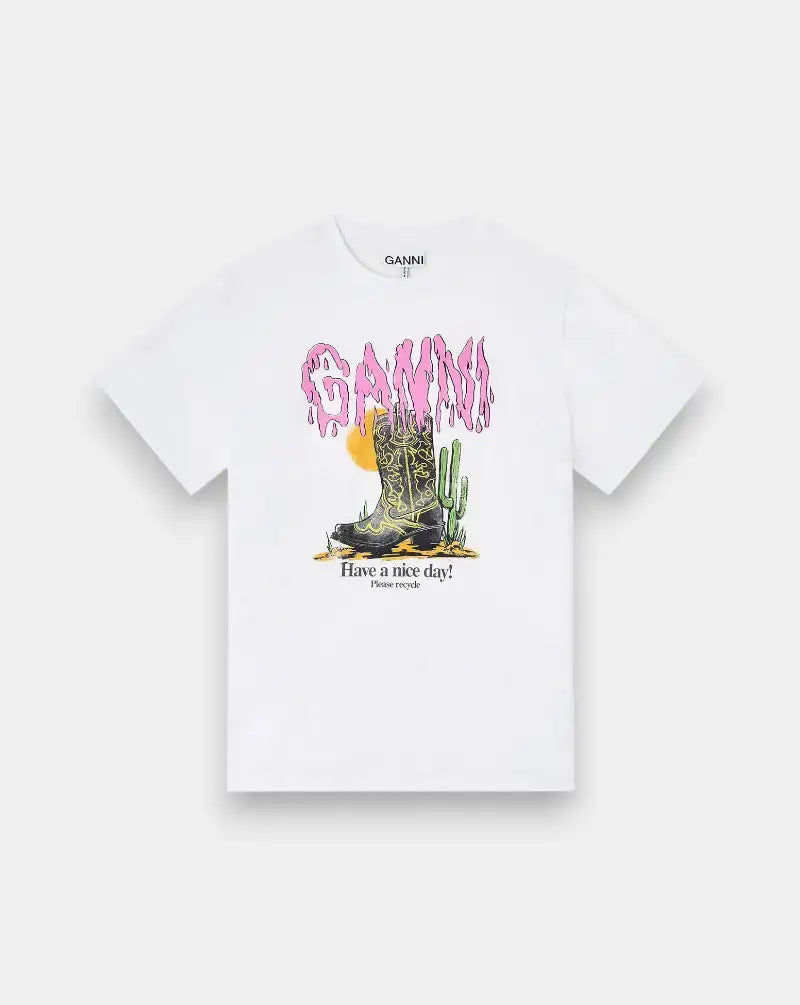 Camiseta Ganni Boots Print A1050075 151 GANNI