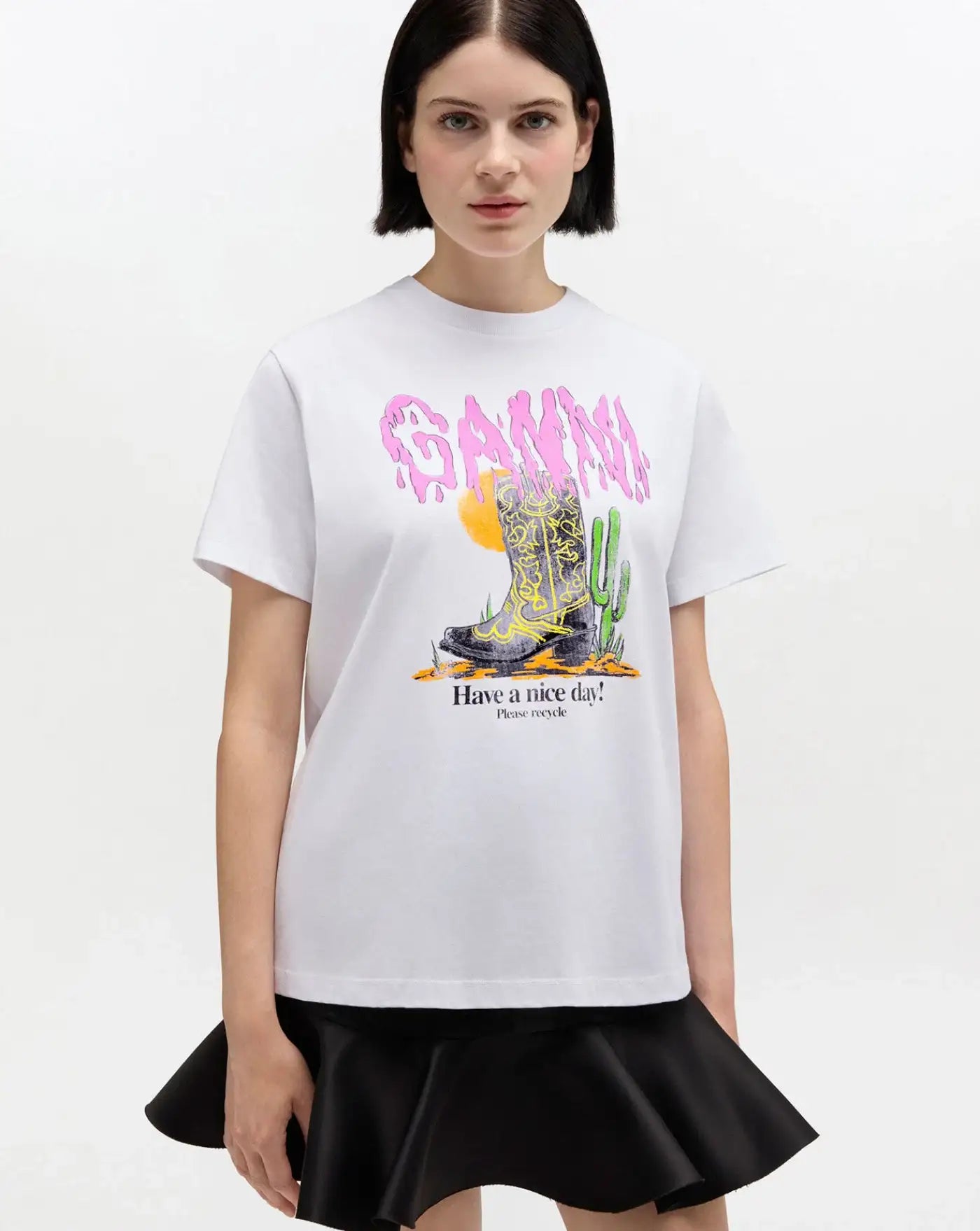 Camiseta Ganni Boots Print A1050075 151 GANNI