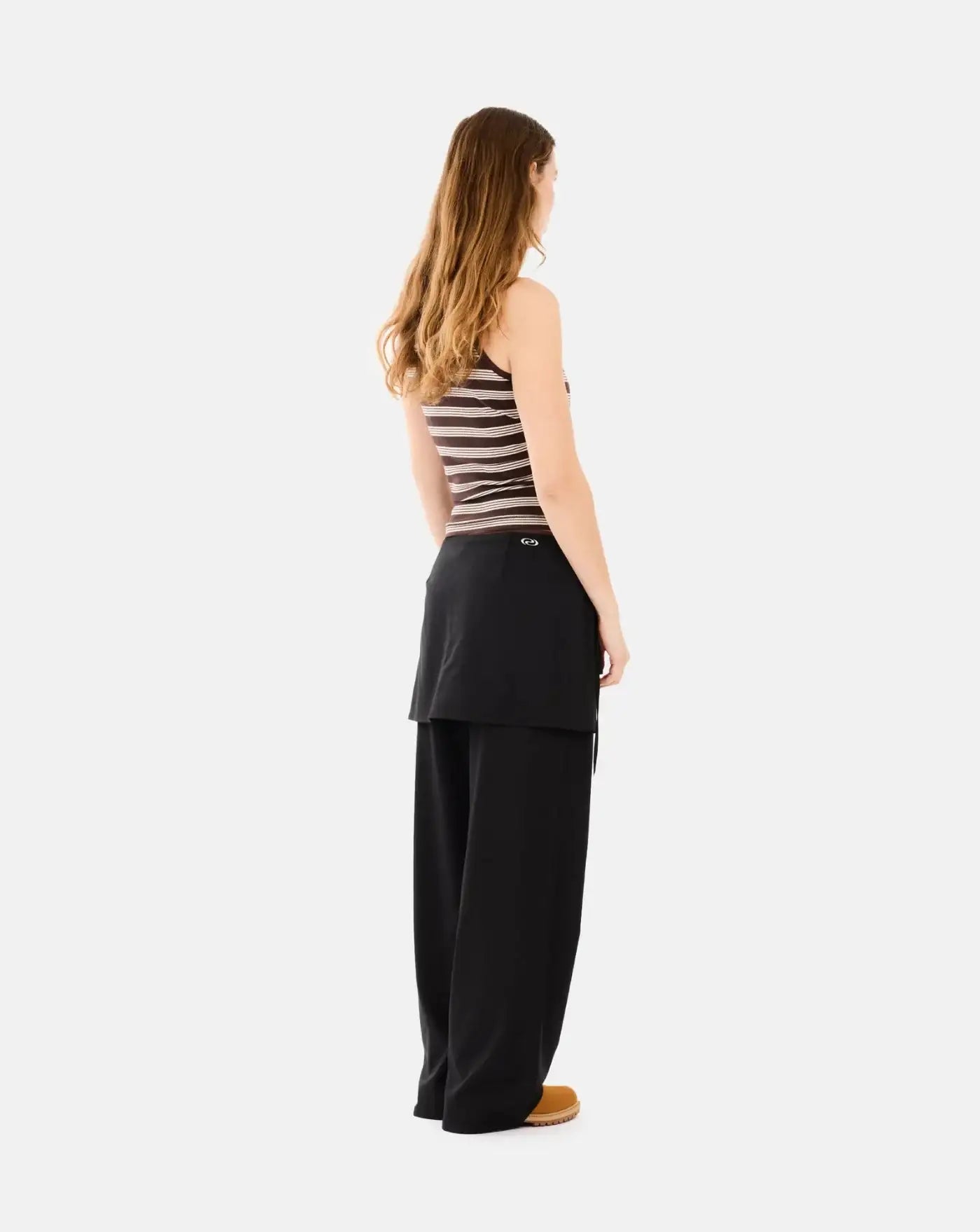 Top Ganni Soft Cotton Rib Tank Top Stripe A1050192 897BROWN GANNI