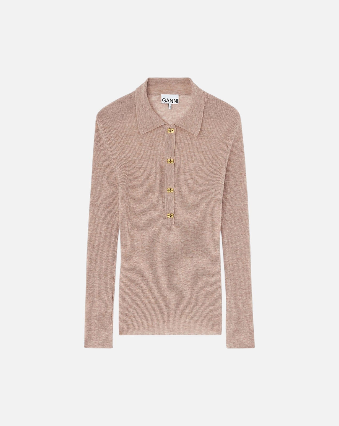Polo de lana fina Ganni<BR/> A1070281 883 SAFARI GANNI