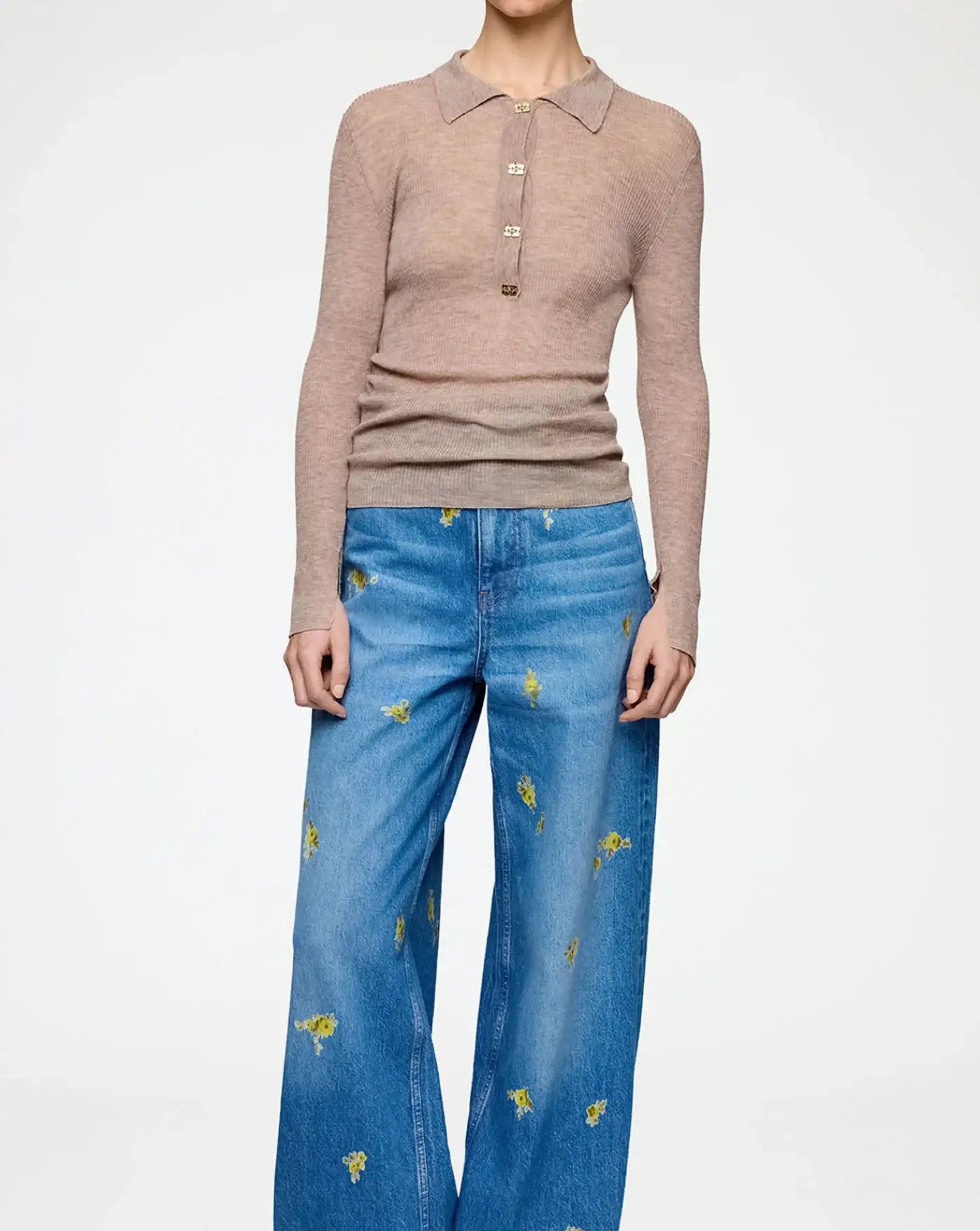 Polo de lana fina Ganni<BR/> A1070281 883 SAFARI GANNI