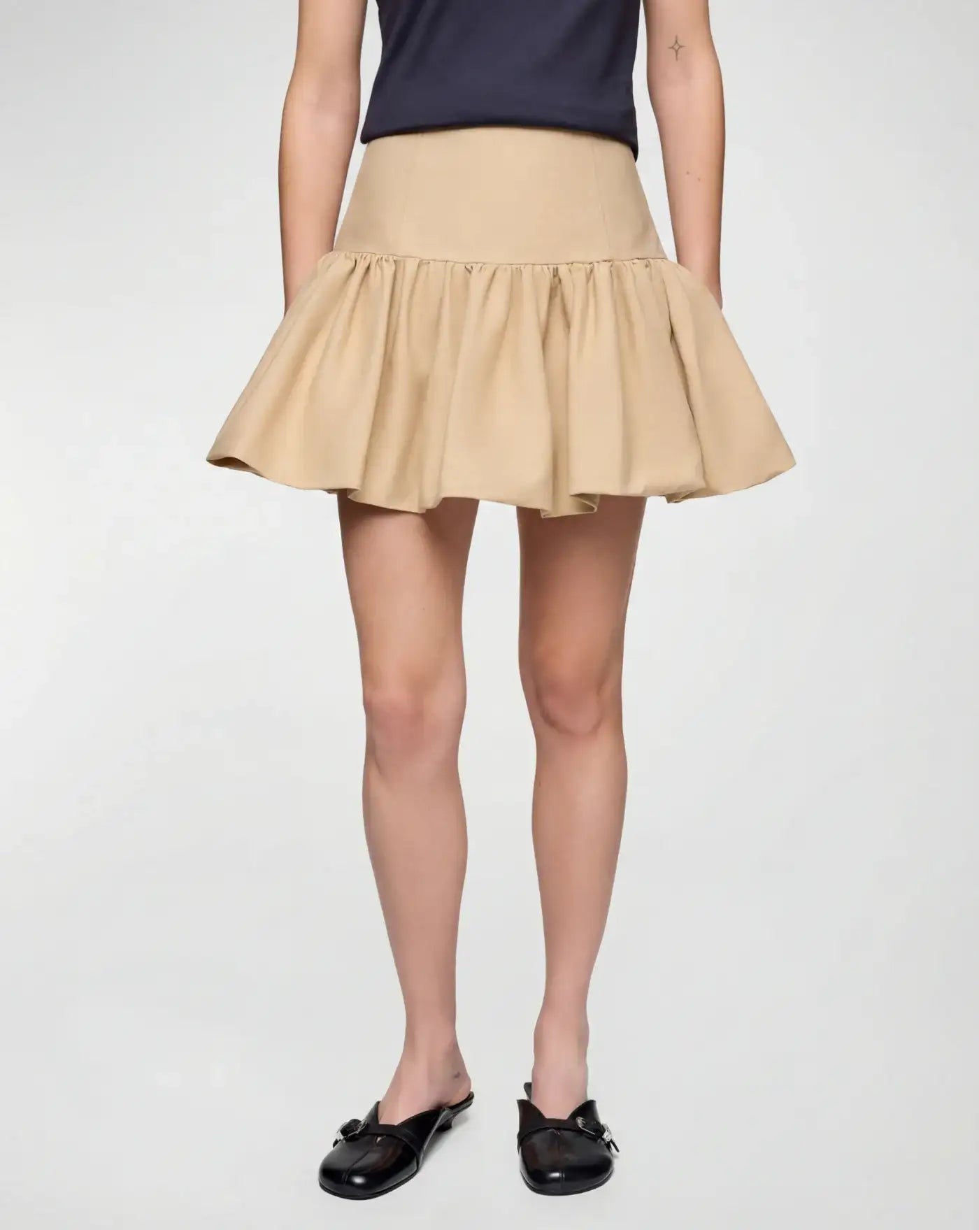 Falda Ganni Double Cotton Mini Skirt A1090243 ZZR WARM SAND GANNI