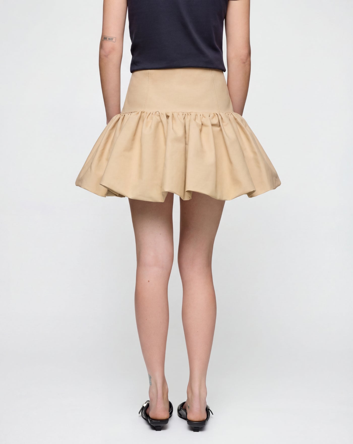Falda Ganni Double Cotton Mini Skirt A1090243 ZZR WARM SAND GANNI