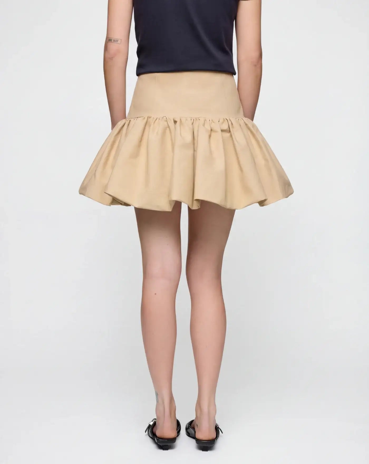 Falda Ganni Double Cotton Mini Skirt A1090243 ZZR WARM SAND GANNI