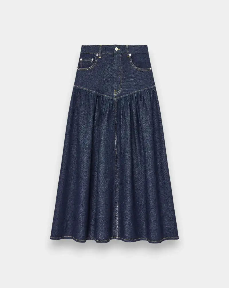Falda Ganni Stretch Denim Long Skirt<BR/> A1090248 077 GANNI