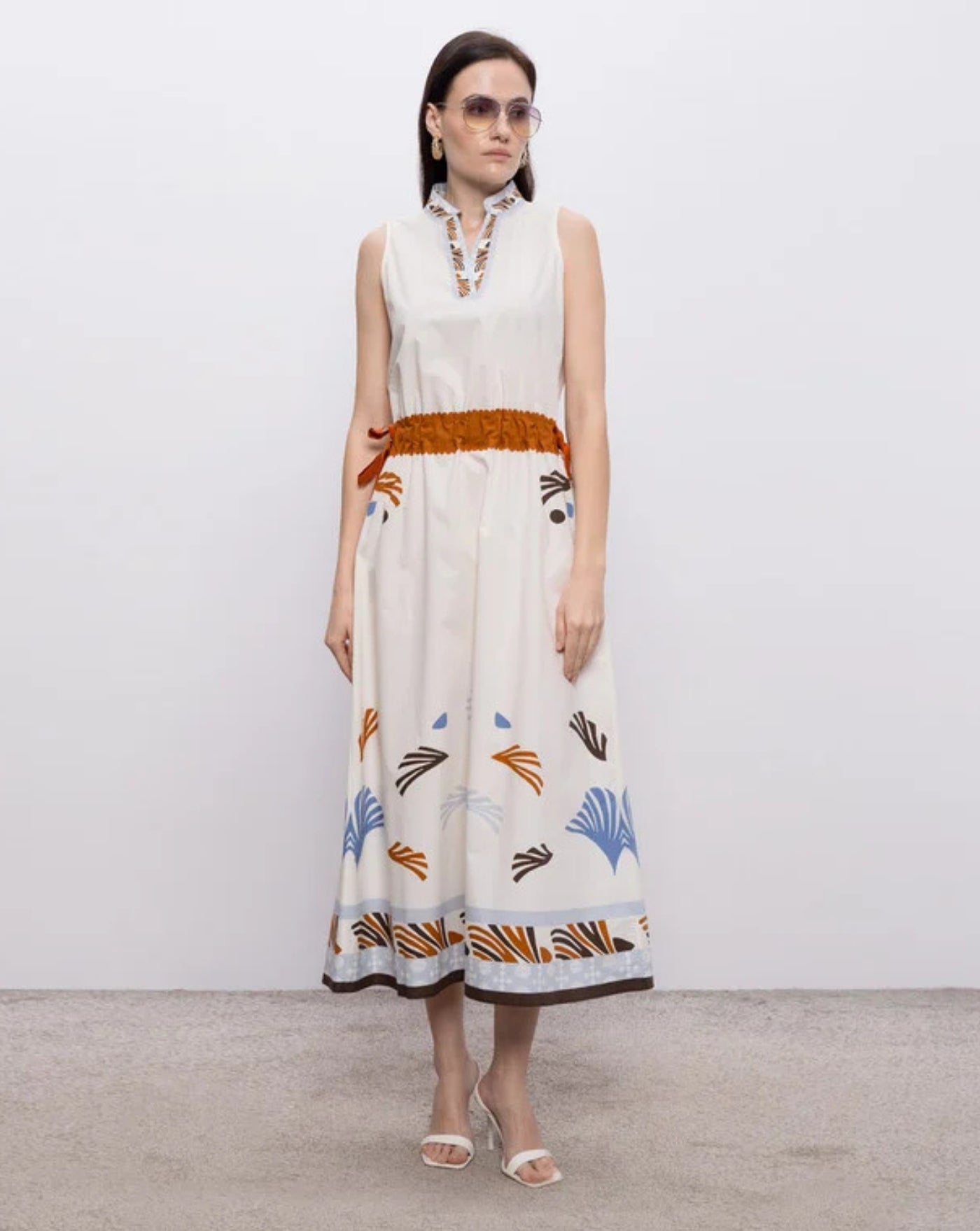 Vestido Herno Printed Belted Maxi Dress AB000080D 133209999 HERNO