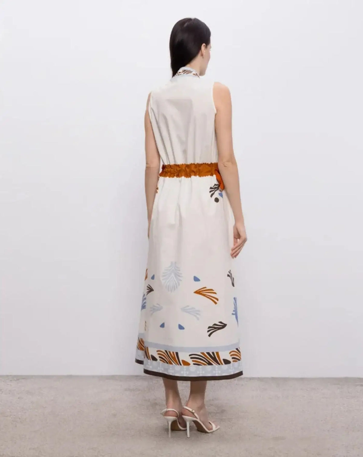 Vestido Herno Printed Belted Maxi Dress AB000080D 133209999 HERNO