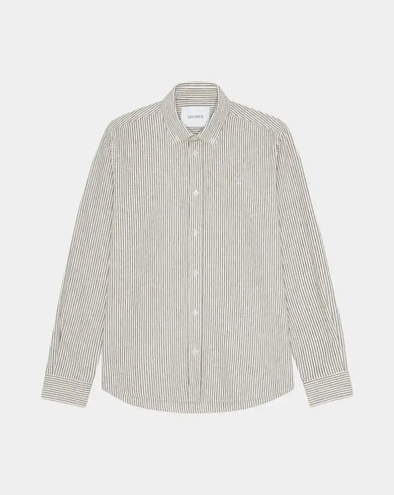 Camisa Les Deux Konrad Stripe 1001330 826TEAK BROWN LES DEUX
