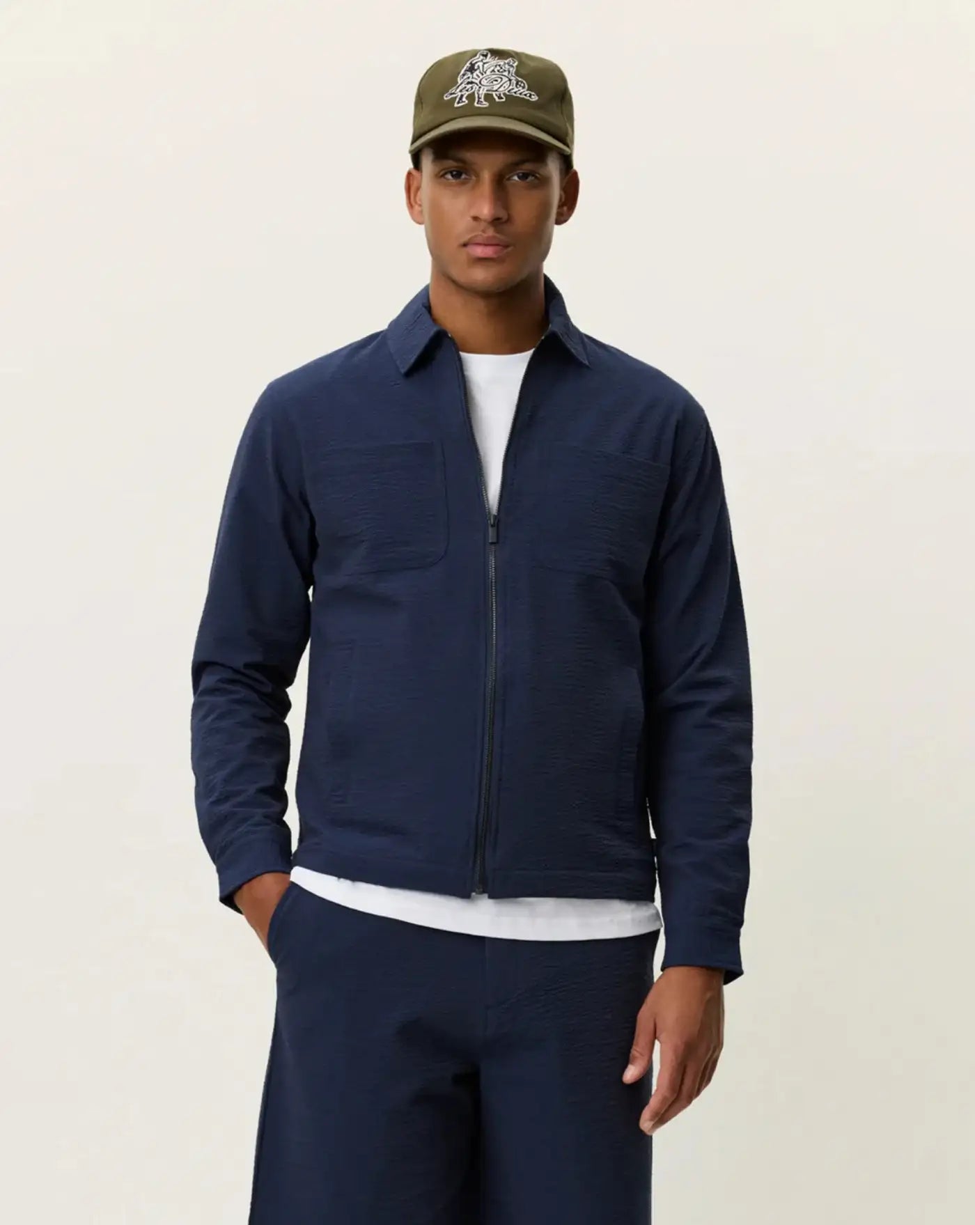 Chaqueta Les Deux Marseille Seersucker Zipper Jacket 1001366 460 LES DEUX