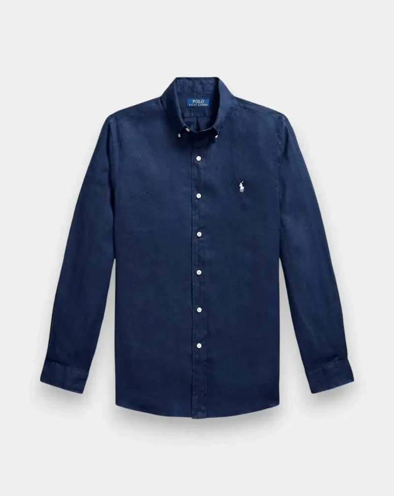 Camisa Polo Ralph Lauren Linen 710966294504 NEWPORT NAVY W/ WHITE PP POLO RALPH LAUREN