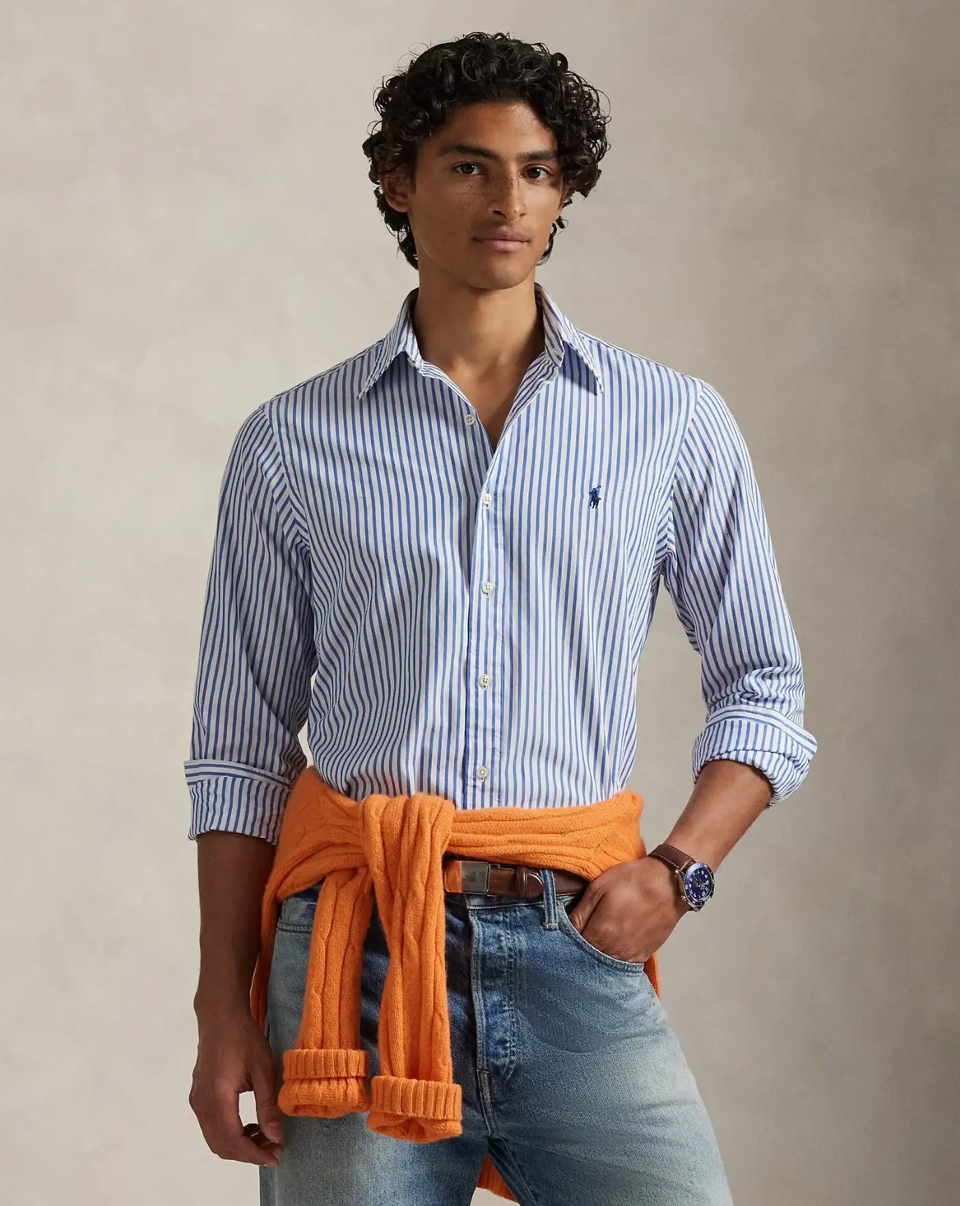 Camisa Polo Ralph Lauren Stripes 710B15595008 3249D WHITE BLUE POLO RALPH LAUREN