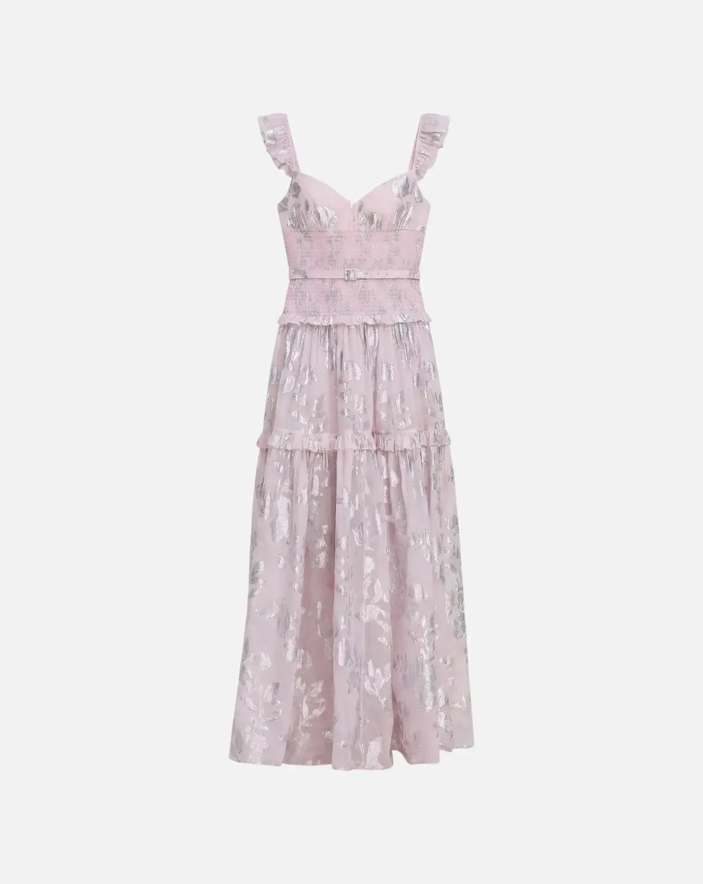 Vestido Self Portrait Pink Metallic Chiffon Flower Maxi Dress SS26009XP PINK SELF-PORTRAIT