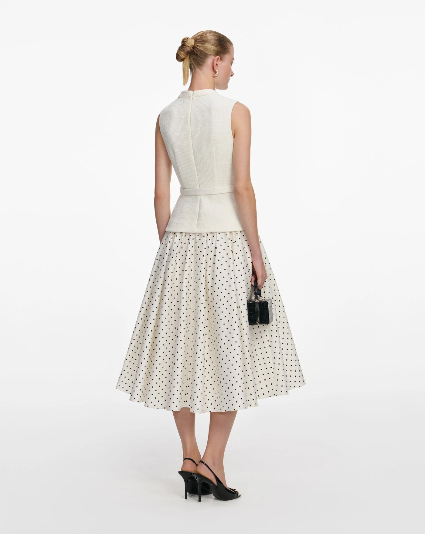 Vestido Self Portrait Cream Boucle Polka Dot Midi Dress SS26031MC CREAM SELF-PORTRAIT