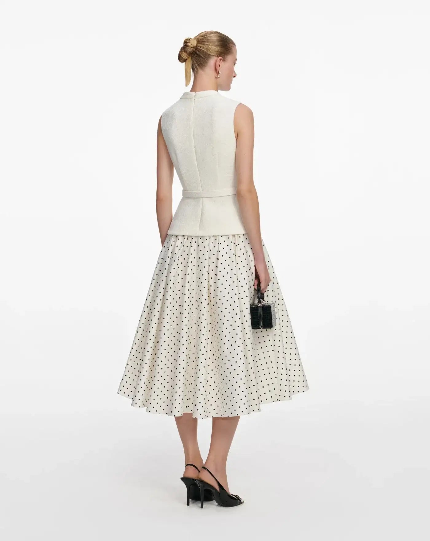 Vestido Self Portrait Cream Boucle Polka Dot Midi Dress SS26031MC CREAM SELF-PORTRAIT