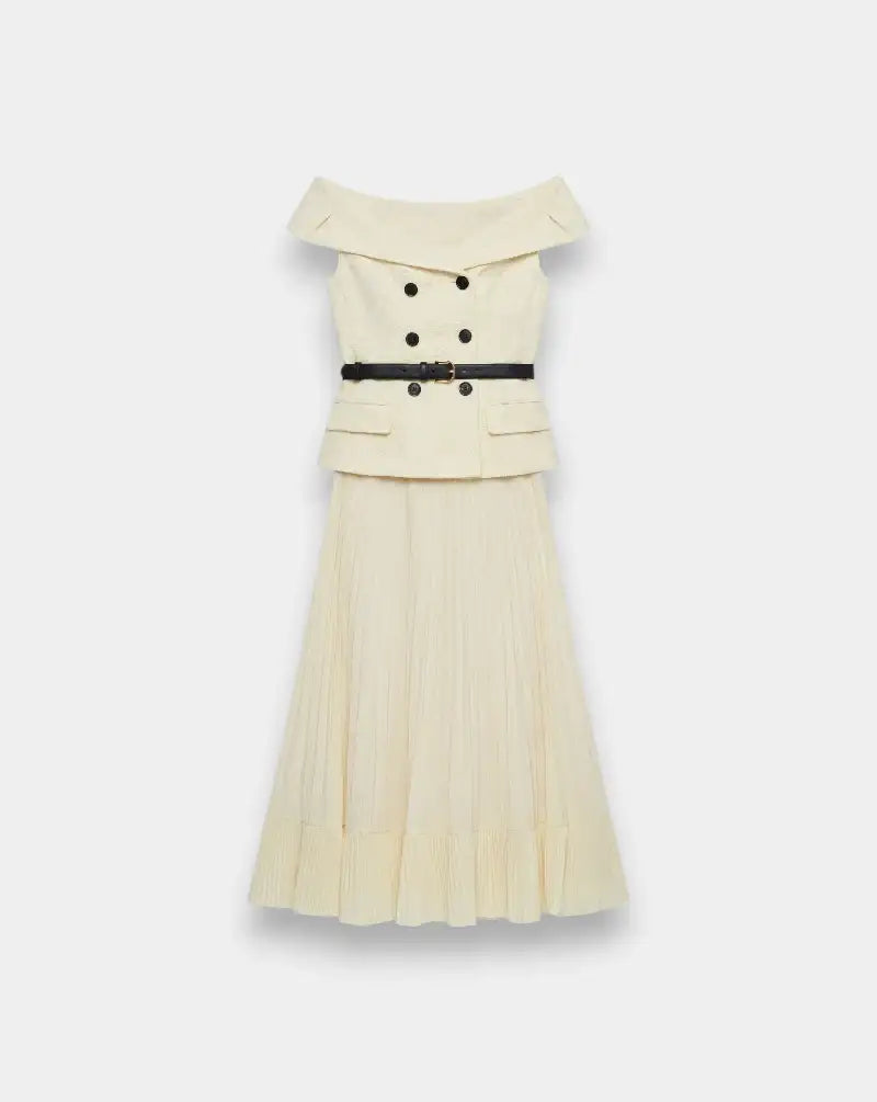 Vestido Self Portrait Yellow Lace Chiffon Midi Dress SS26093MAY YELLOW SELF-PORTRAIT