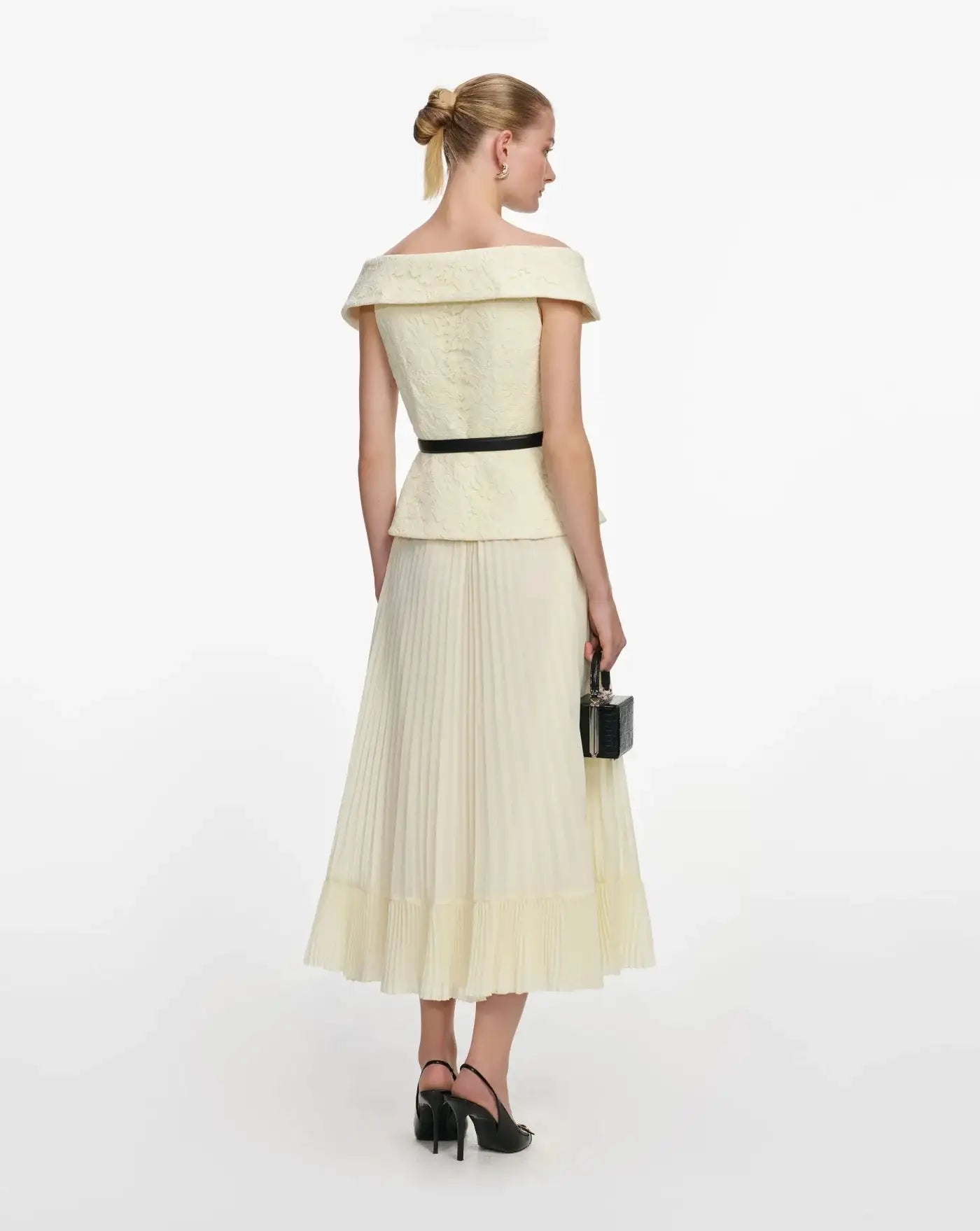 Vestido Self Portrait Yellow Lace Chiffon Midi Dress SS26093MAY YELLOW SELF-PORTRAIT