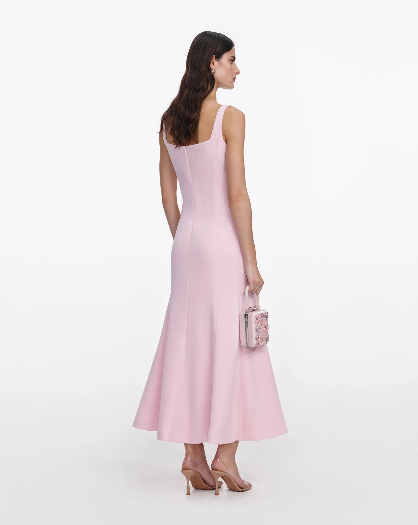 Vestido Self Portrait Pink Crepe Midi Dress SS26105MP PINK SELF-PORTRAIT